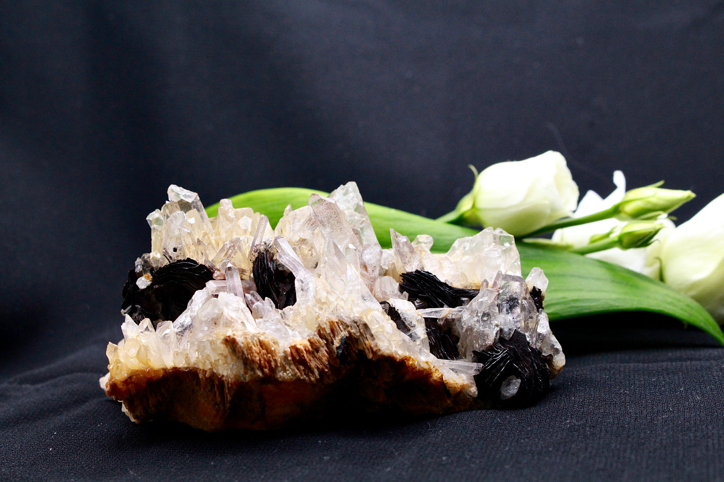 Bergkristall mit Hämatit Rose