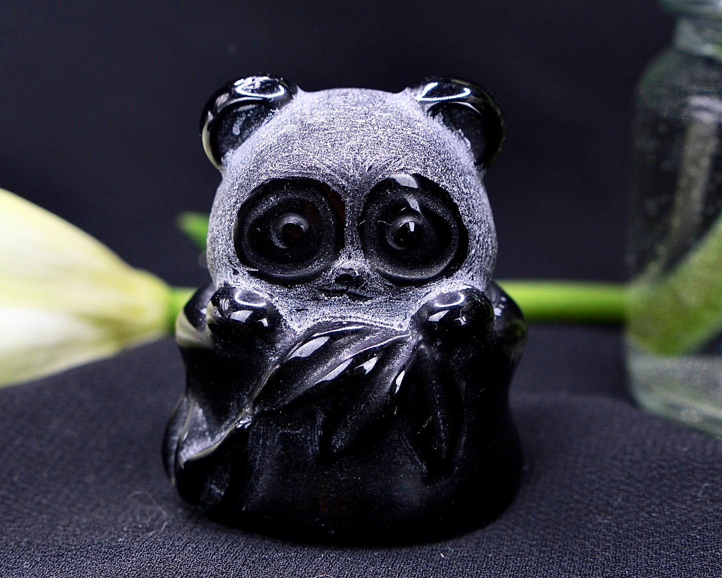 Panda Carving Obsidian