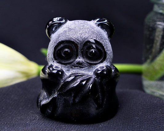 Panda Carving Obsidian